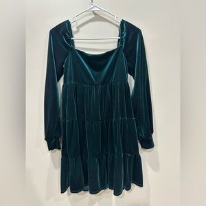 Altar'd State Dress in Deep Green Velvet